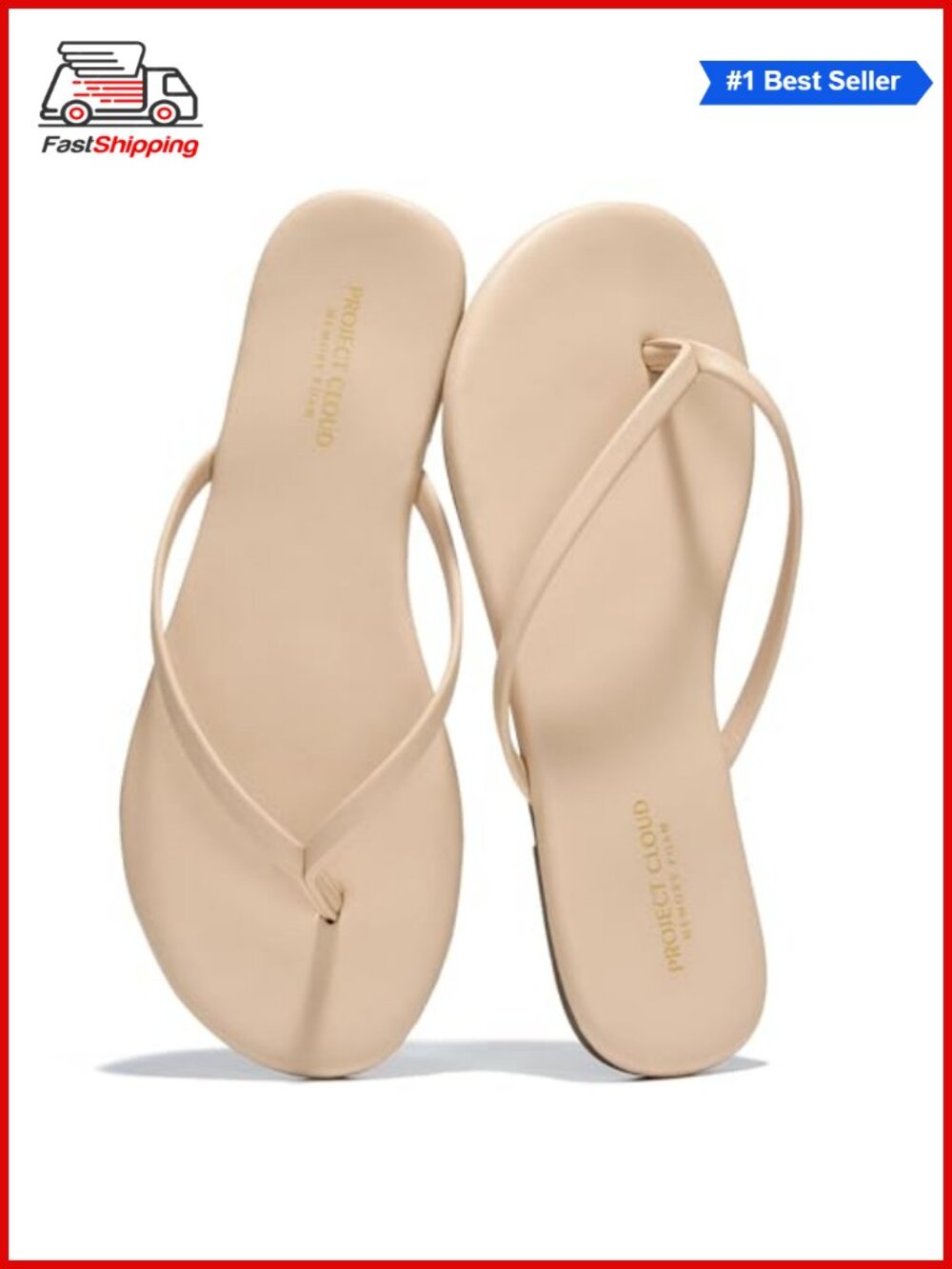 ✨ Project Cloud Womens Memory Foam Flip Flop Sandals Slip On Cork Insole Flats
